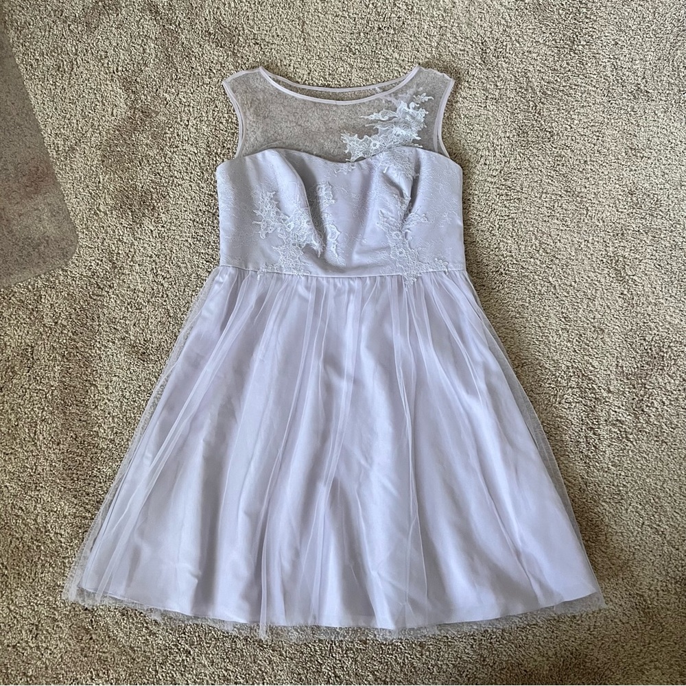 David’s Bridal Lace Detail Mini Dress | Size 14 | Like New